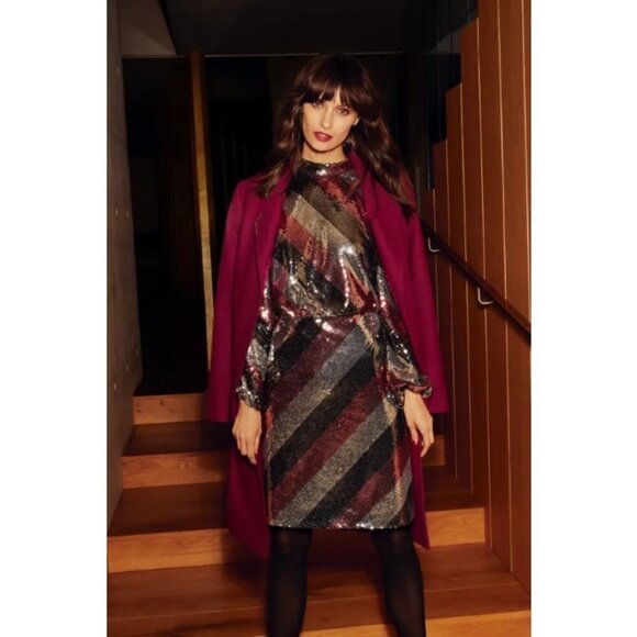 💕TED BAKER💕 Jocasta Striped Sequin Mini Dress - Picture 11 of 15